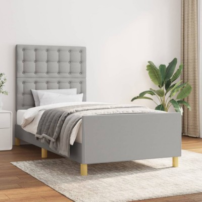 vidaXL Cadru de pat cu tăblie, gri deschis, 80x200 cm, textil 3125333 foto