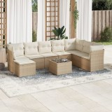 Gossi set canapele de gradina, 9 piese, cu perne, bej, poliratan