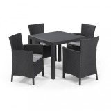 Cumpara ieftin Set de mobilier de grădină Quartet cu 4 locuri, culoare grafit, cu perne gri deschis