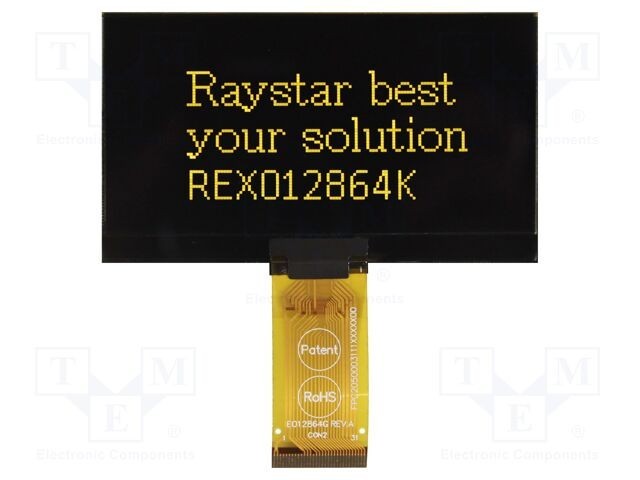 Afișaj OLED grafic 2.7&quot; 128x64 RAYSTAR OPTRONICS galben