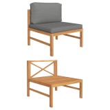 Cumpara ieftin Gossi canapea de mijloc cu perna gri inchis, lemn masiv de tec