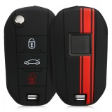Husa Cheie Auto pentru Peugeot / Citroen - 3 Butoane, Silicon, Negru, 46051.01, Kwmobile