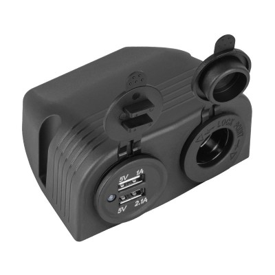 Mufa montaj auto cu 2x USB 3100mAh si 1x bricheta mama foto