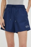 R&eacute;sum&eacute; pantaloni scurti femei, culoarea albastru marin, neted, high waist