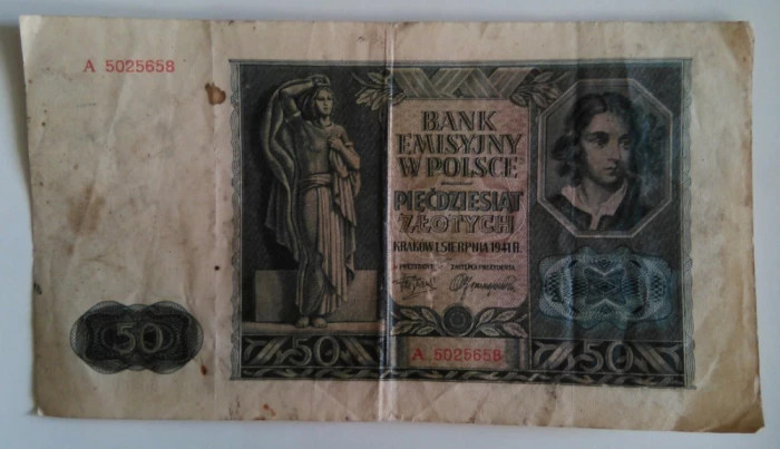 Bancnota - Polonia - Ocupatie Germana - 50 Zlotych 01-08-1941