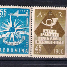 ROMANIA 1960 - ZIUA MARCII POSTALE ROMANESTI, VINIETA, MNH - LP 508a