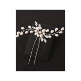 Cumpara ieftin Ace Par Mireasa, Model cu flori din perle 9 x 11 cm, Argintii - 1 buc