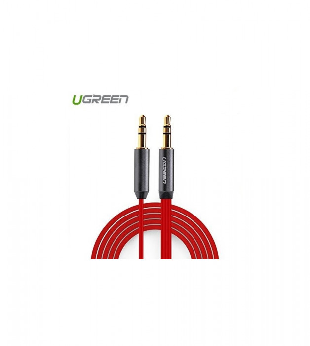 3.5mm Male-Male Audio Jack Ultra Flat cable-Lungime 50 centimetri-Culoare Roșu