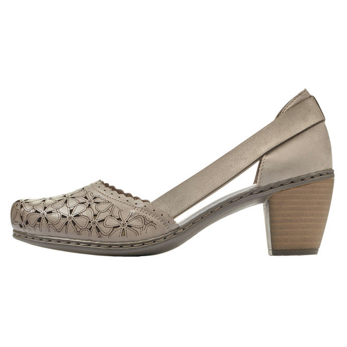 Pantofi cu toc dama piele naturala - Rieker bej - Marimea 38 | Okazii.ro