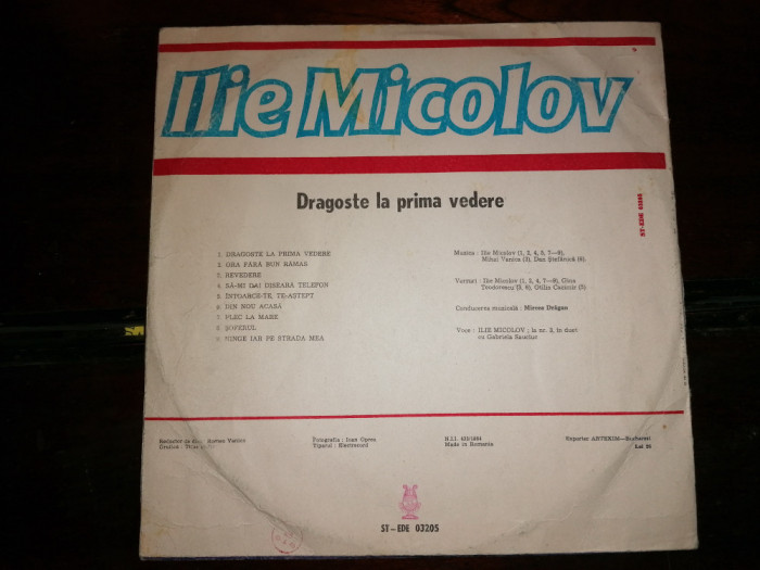 DISC / VINIL / - ILIE MICOLOV - DRAGOSTE LA PRIMA VEDERE