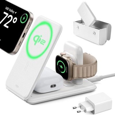 Statie de incarcare 3in1 wireless ESR, Qi2 15W, set, alb foto
