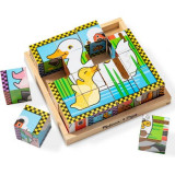 Cuburi puzzle din lemn Ferma Melissa and Doug 0775, Melissa &amp; Doug