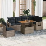 Gossi set canapele de gradina, 7 piese, cu perne, gri, poliratan