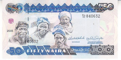 M1 - Bancnota foarte veche - Nigeria - 50 naira - 2005 foto