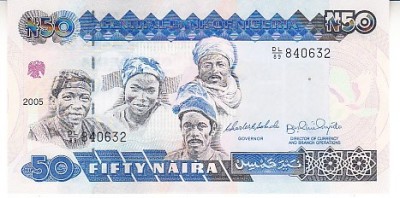 M1 - Bancnota foarte veche - Nigeria - 50 naira - 2005 foto