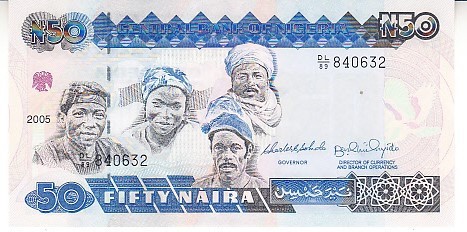 B11 22 - Bancnota foarte veche - Nigeria - 50 naira - 2005