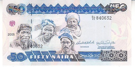 M1 - Bancnota foarte veche - Nigeria - 50 naira - 2005