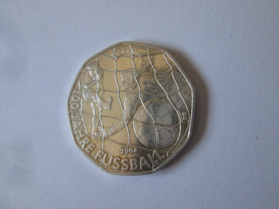 Austria 5 Euro 2004 argint UNC comem:100 ani de fotbal,diam.=28 mm,greut.=10 gr foto