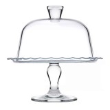 Suport tort cu picior si capac, Pasabahce Petite Patisserie, 26.4 cm, sticla