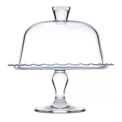 Suport tort cu picior si capac, Pasabahce Petite Patisserie, 26.4 cm, sticla foto