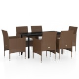 Set de servit masa pentru gradina, 7 piese, maro si negru
