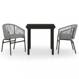 Set mobilier de gradina, 3 piese, gri