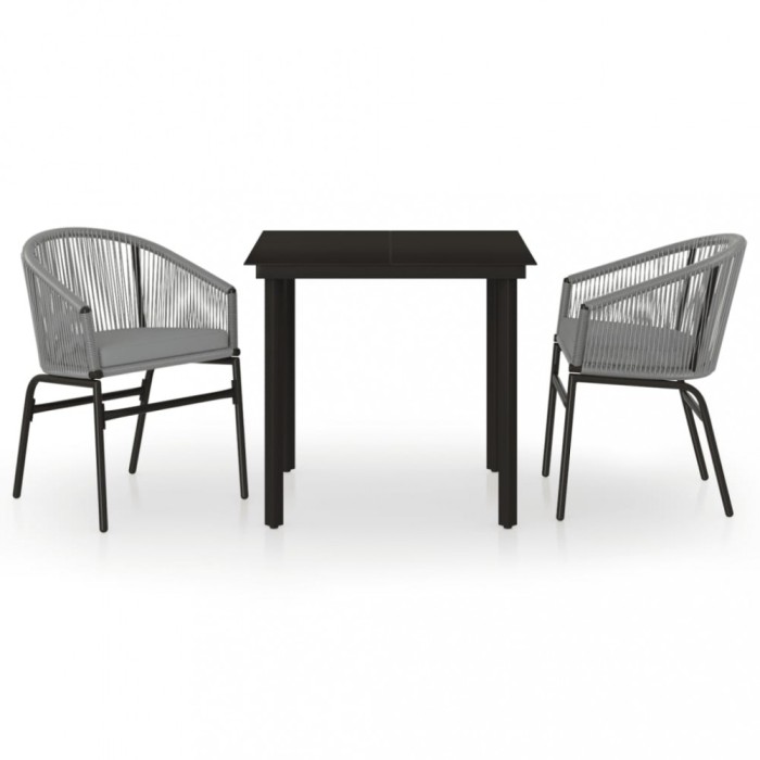 Set mobilier de gradina, 3 piese, gri