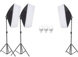 Kit echipament studio format din 3 x softbox si 3x becuri dedicate LED 20W de dumina alba, Andoer