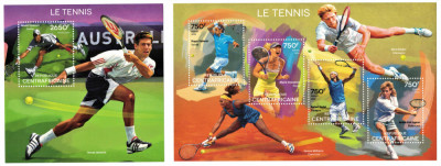 AFRICA CENTRALA 2014 - Sport, Mari tenismeni /set complet - colita + bloc MNH foto