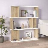 Cumpara ieftin Bibliotecă/Separator cameră alb &amp; stejar sonoma 80x24x96 cm PAL