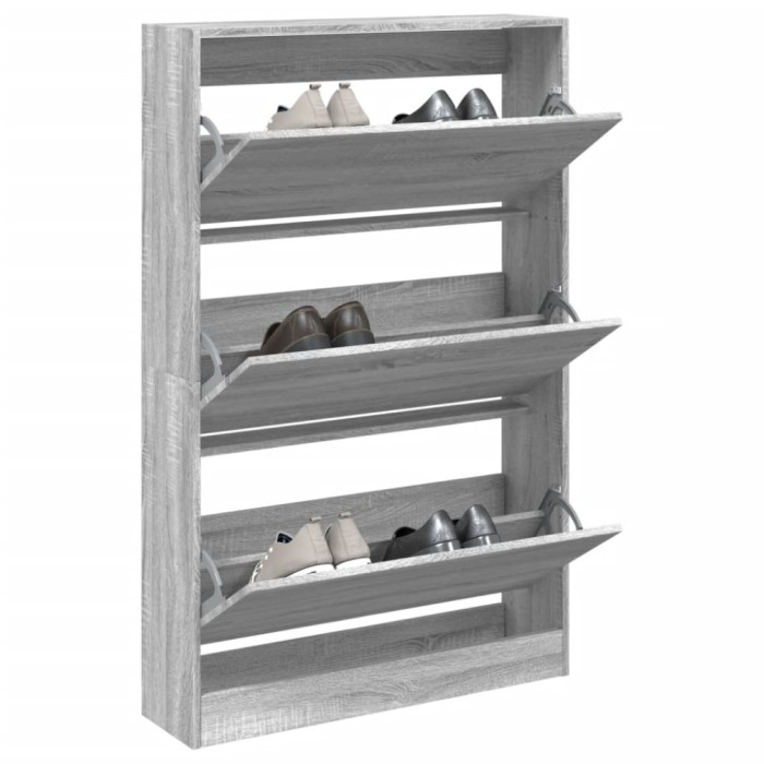 Pantofar, gri sonoma, 80x21x125,5 cm, lemn prelucrat
