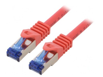 Patch Cord S/FTP Cat6a Cu LSZH Roșu 0.25m foto