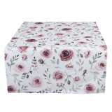 Cumpara ieftin Traversa masa bumbac alb roz Roses 50x140 cm