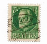 Bavaria - Regele Ludwig al III-lea - Valori noi, 1916-1918 - 7 1/2 Pfg, obliterat