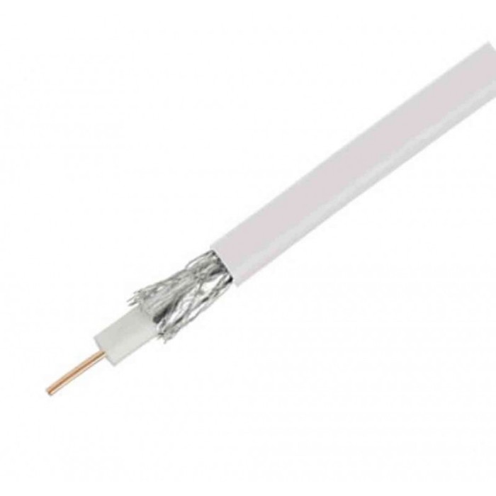 Cablu TV coaxial RG6 elSales ELS-CC1 , impedanta 75 Ohmi , lungime 1 metru , alb