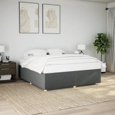 vidaXL Cadru de pat fără saltea, gri &icirc;nchis, 200x200 cm, textil