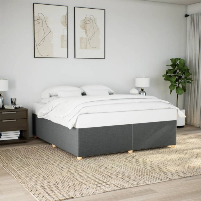 vidaXL Cadru de pat fără saltea, gri &icirc;nchis, 200x200 cm, textil