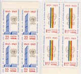 ROMANIA 1965 LP 600 O.N.U. BLOCURI DE 4 TIMBRE MNH, Nestampilat