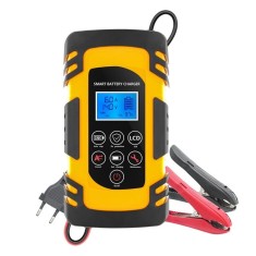 Resigilat Incarcator Digital pentru Baterie Auto Techstar&reg;, Afisaj LCD, 12V/24V, 4A-6A-8A, 100W , Masina, Camion, Motocicleta, Galben/Negru