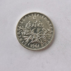 Moneda argint 5 francs 1961 franta aunc.