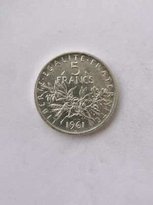 Moneda argint 5 francs 1961 franta aunc. foto