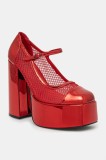 Koi Footwear pumps x Rocky Horror Show Regular Frankie Fan Fishnet culoarea rosu, cu toc drept, Regular Frankie Fan Fishnet