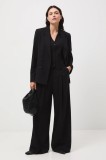 Medicine pantaloni din lana culoarea negru, lat, high waist