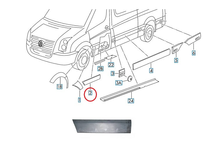 Bandou usa Mercedes Sprinter 209-524, 07.2006-10.2013 ; Crafter (2e), 12.2005-04.2017, Fata, partea Stanga, Aftermarket