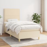 Cumpara ieftin Pat box spring cu saltea, crem, 100x200 cm, textil