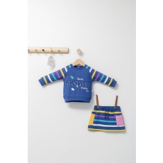 Set 2 piese cu bluzita si fustita pentru fetite Colorful autum, Tongs baby (Culoare: Gri, Marime: 24-36 luni)