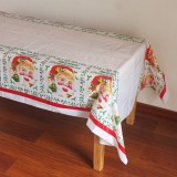Fata de masa dreptunghiulara flippy, pvc, 2.5 mm grosime, imprimeu mos craciun, potrivit pentru craciun, utilizare multipla, 180 x 108 cm, alb