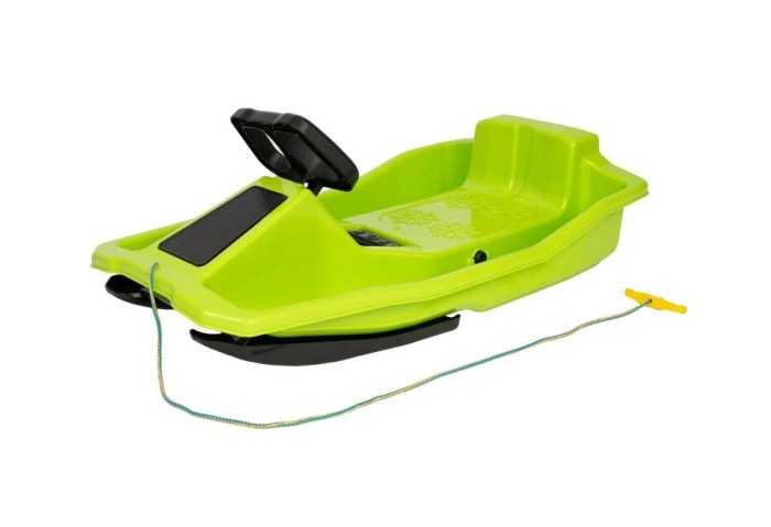Sanie bob extra LARGE No. 1, Marmat, cu 2 schiuri, volan si frana, verde