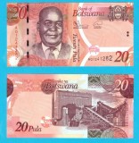 Botswana (pick 31) 20 Pula 2022 UNC serie: AQ1241282; Dr. Kgalemang Motsete