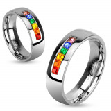 Inel din oțel inoxidabil cu zirconii colorate - Marime inel: 49